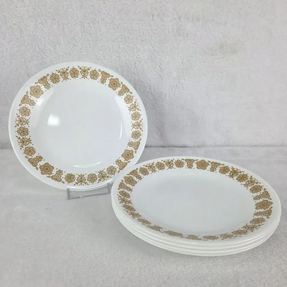 Vintage Corelle Butterfly Gold Dessert Bread Plates Set‎ Of 5 Corning USA 6.75